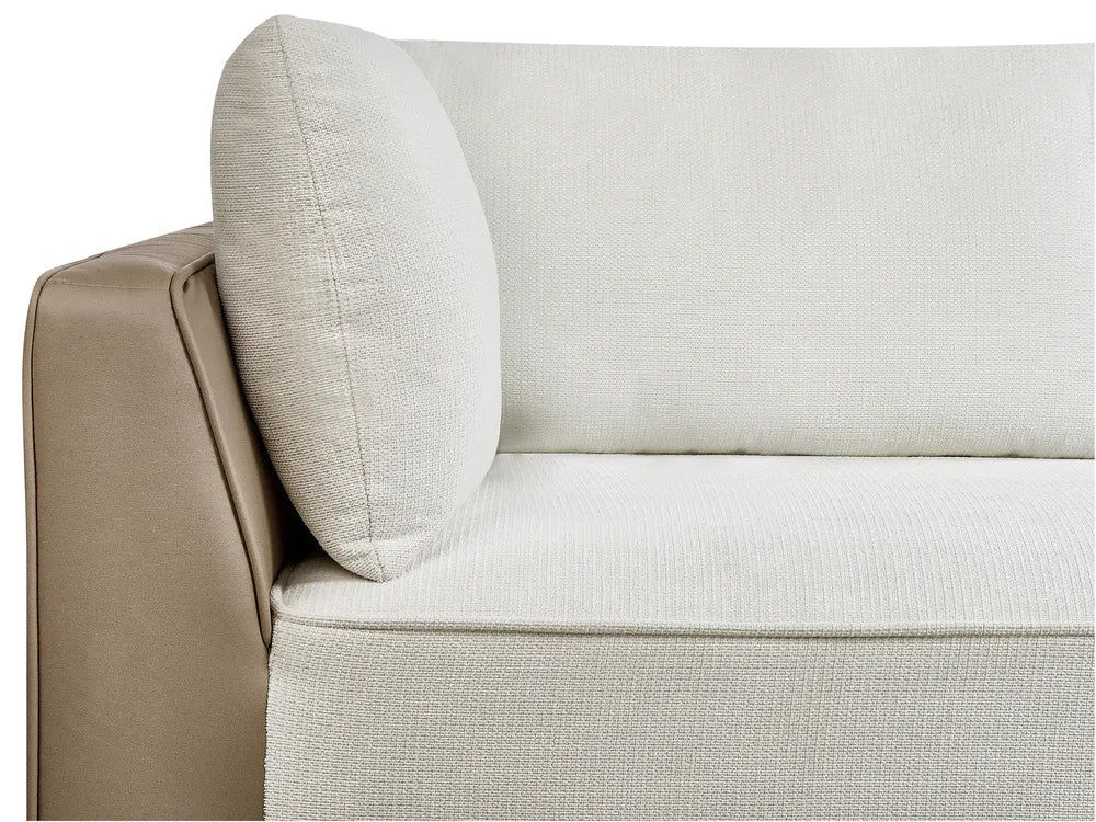 Corner Sofa 3 Seater Fabric Off-White Left Hand Deaneen