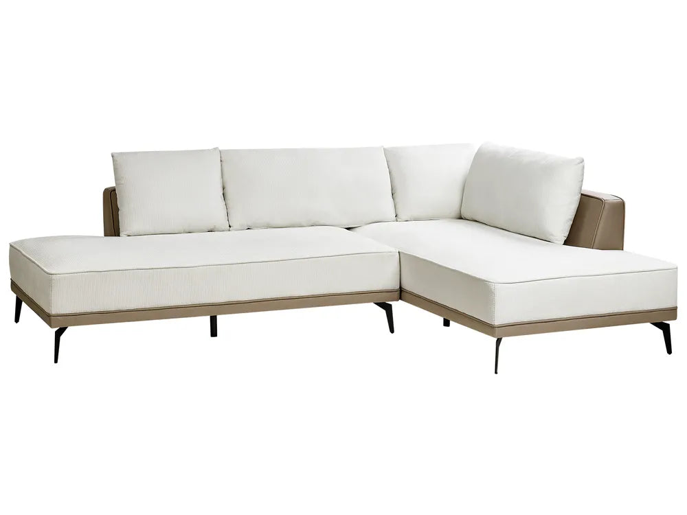 Corner Sofa 3 Seater Fabric Off-White Left Hand Deaneen