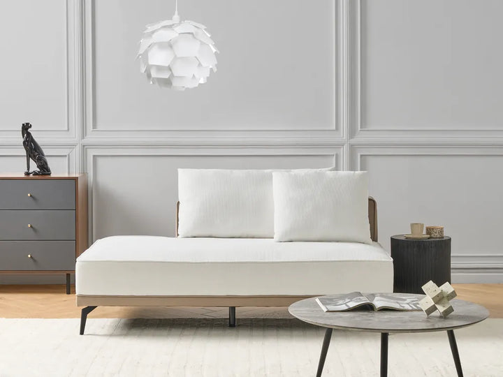 Corner Sofa 3 Seater Fabric Off-White Left Hand Deaneen