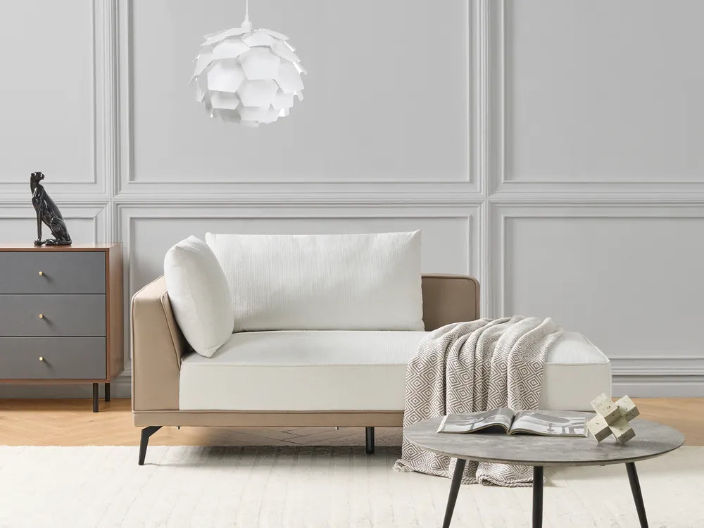 Corner Sofa 3 Seater Fabric Off-White Left Hand Deaneen