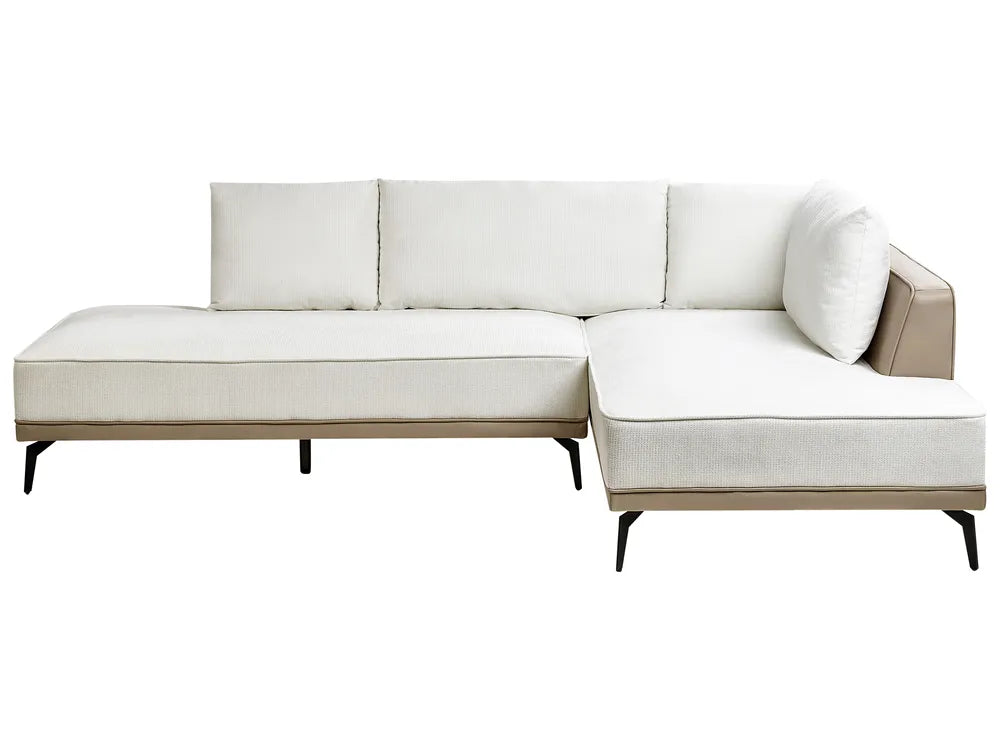 Corner Sofa 3 Seater Fabric Off-White Left Hand Deaneen