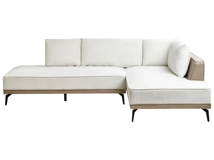 Corner Sofa 3 Seater Fabric Off-White Left Hand Deaneen
