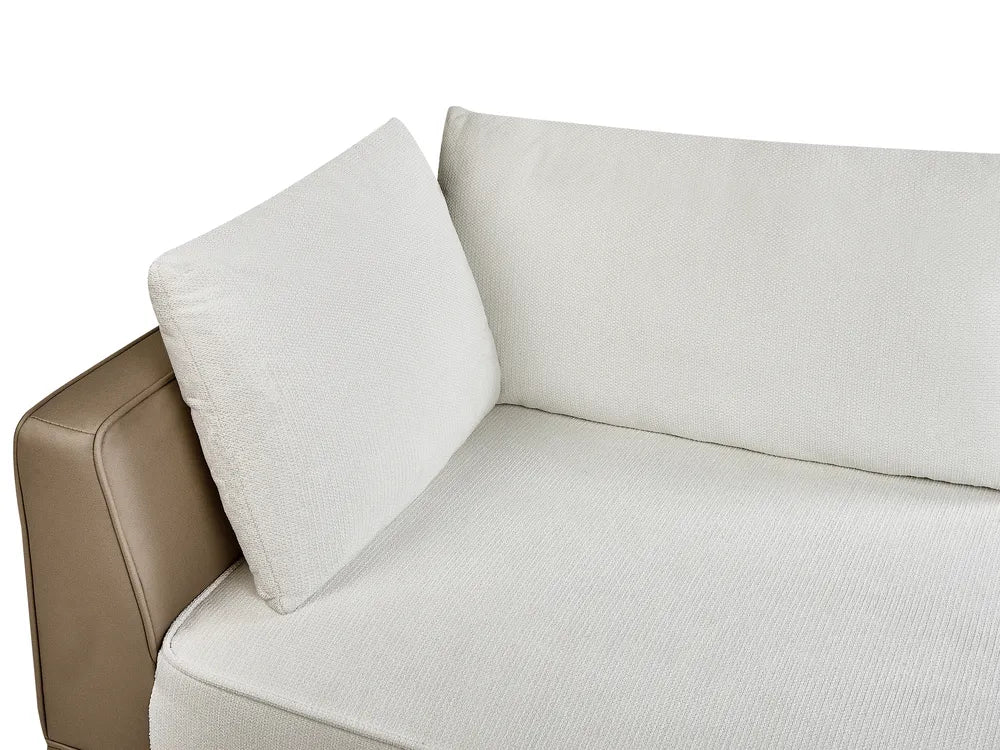 Corner Sofa 3 Seater Fabric Off-White Left Hand Deaneen