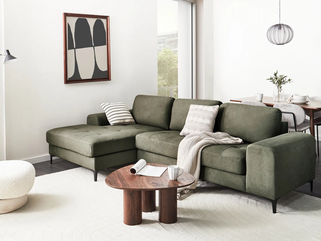 Corner Sofa 4 Seater Fabric Dark Green Right Hand Viola