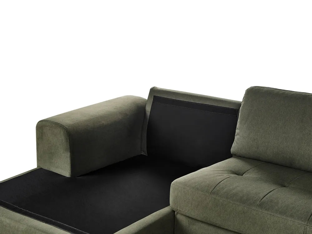Corner Sofa 4 Seater Fabric Dark Green Right Hand Viola