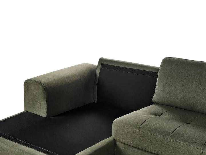 Corner Sofa 4 Seater Fabric Dark Green Right Hand Viola
