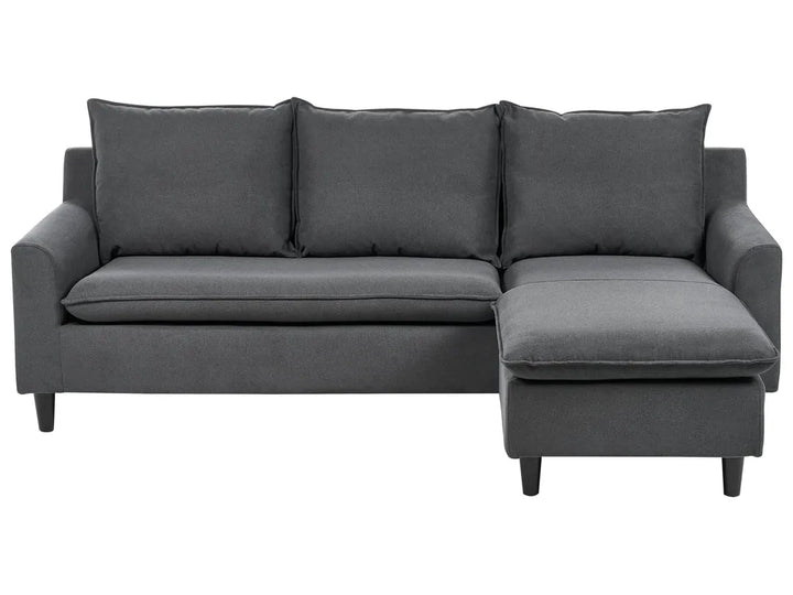 Corner Sofa 3 Seater Fabric Dark Grey Left Hand Idou