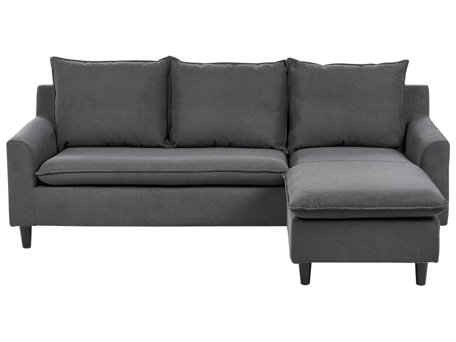 Corner Sofa 3 Seater Fabric Dark Grey Left Hand Idou