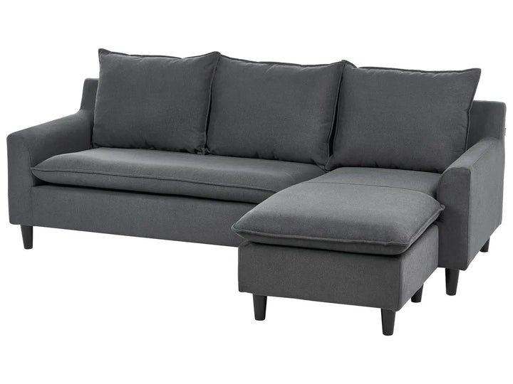 Corner Sofa 3 Seater Faux Linen Grey Right Hand Yvera