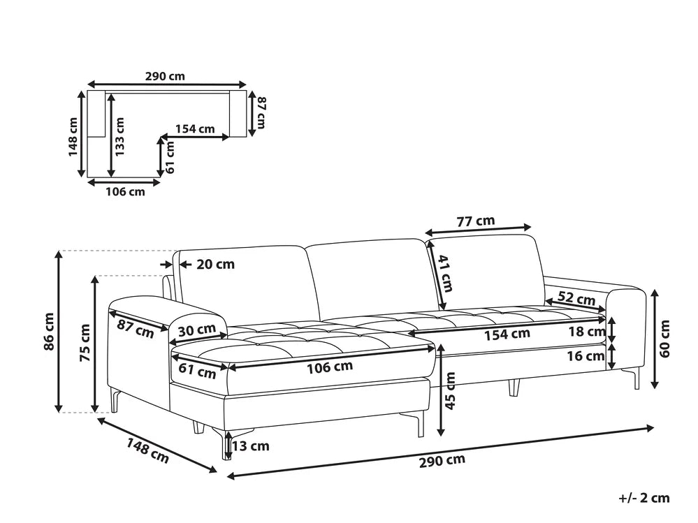 Corner Sofa 4 Seater Velvet Light Beige Right Hand Viola