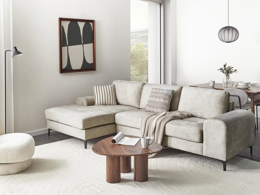 Corner Sofa 4 Seater Velvet Light Beige Right Hand Viola