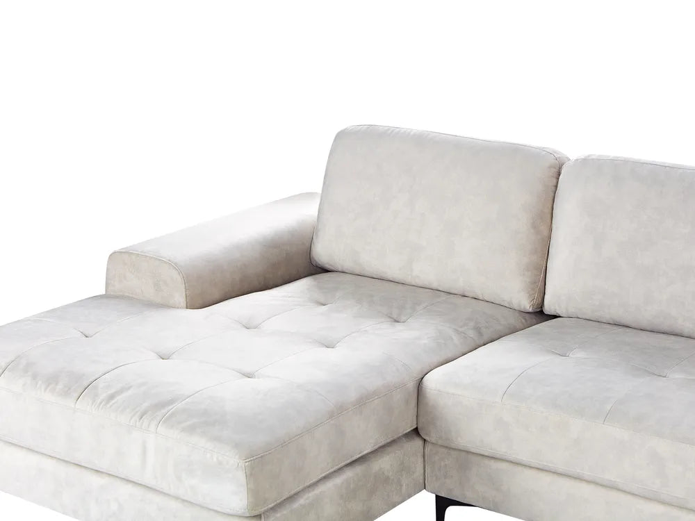 Corner Sofa 4 Seater Velvet Light Beige Right Hand Viola