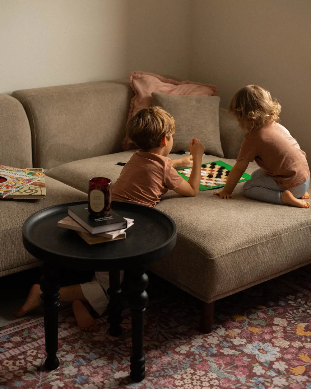 Corner Sofa 3 Seater Fabric Taupe Left Hand Brekyn