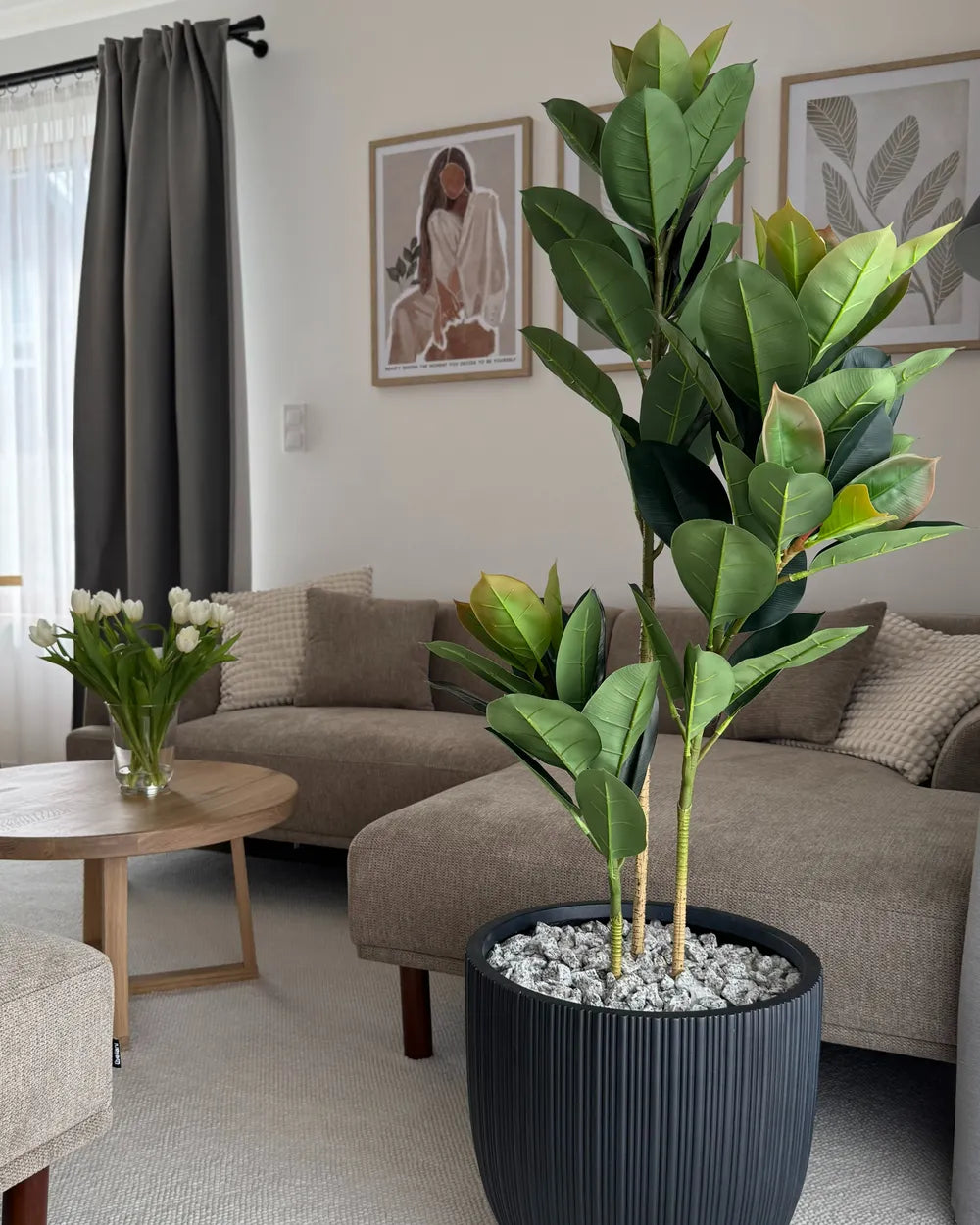 Corner Sofa 3 Seater Fabric Taupe Left Hand Brekyn