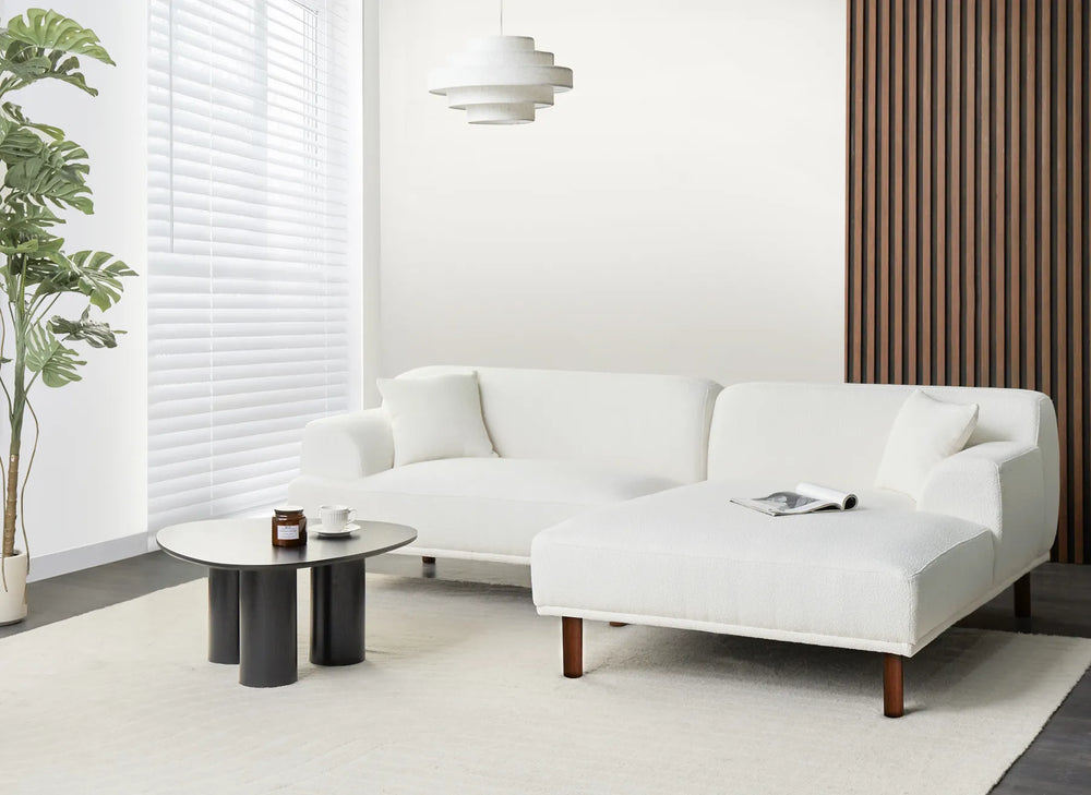 Corner Sofa 3 Seater Boucle White Left Hand Brekyn