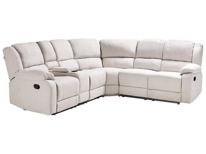 Manual Recliner Corner Sofa 5 Seater  Fabric Light Beige Left Hand Mailina