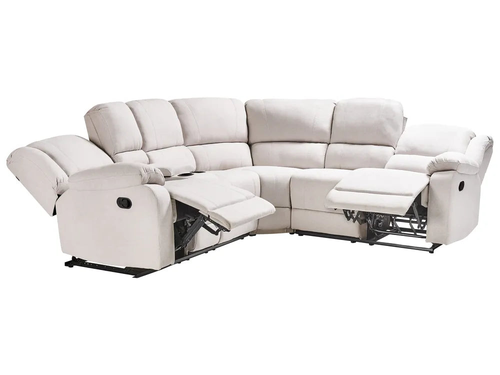 Manual Recliner Corner Sofa 5 Seater  Fabric Light Beige Left Hand Mailina