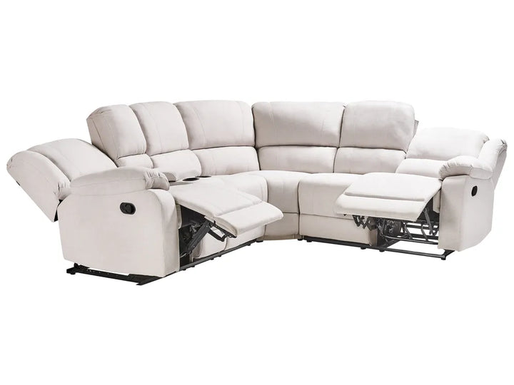 Manual Recliner Corner Sofa 5 Seater  Fabric Light Beige Left Hand Mailina