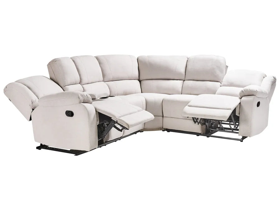 Manual Recliner Corner Sofa 5 Seater  Fabric Light Beige Left Hand Mailina