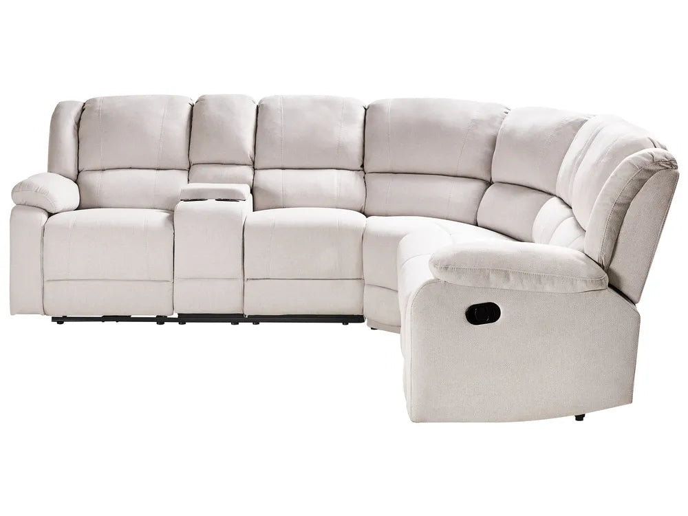 Manual Recliner Corner Sofa 5 Seater  Fabric Light Beige Left Hand Mailina