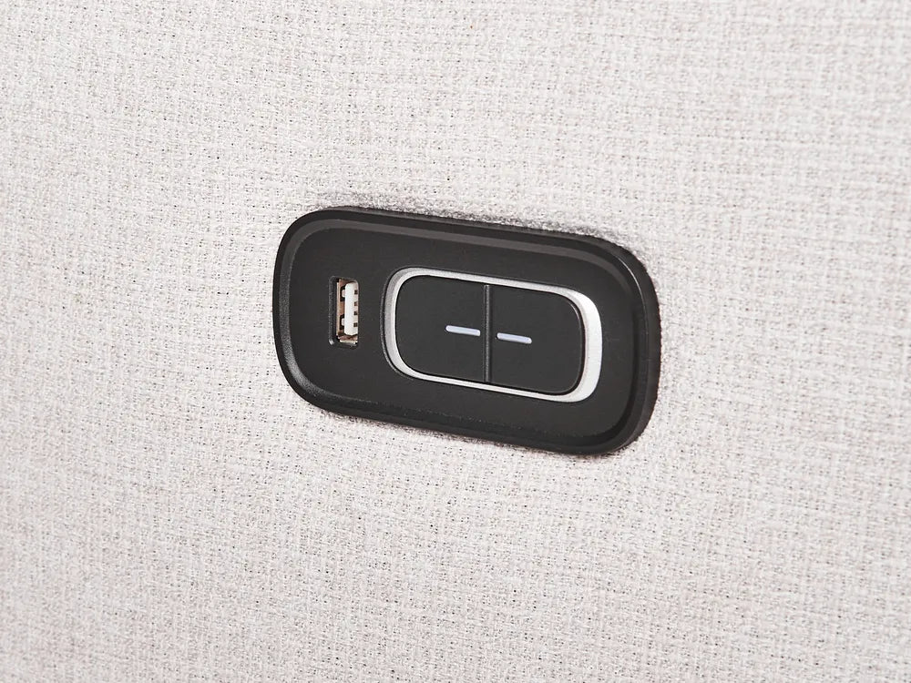 Manual Recliner Corner Sofa 5 Seater Fabric Light Beige with USB Port Left Hand Mailina