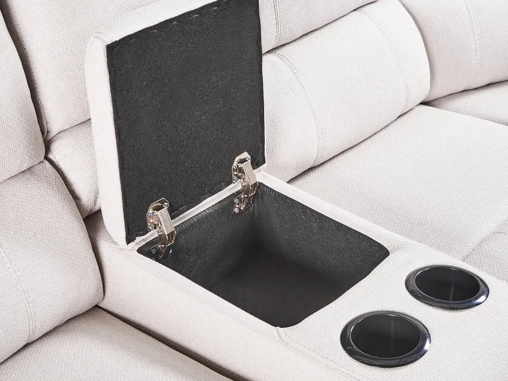 Manual Recliner Corner Sofa 5 Seater Fabric Light Beige with USB Port Left Hand Mailina