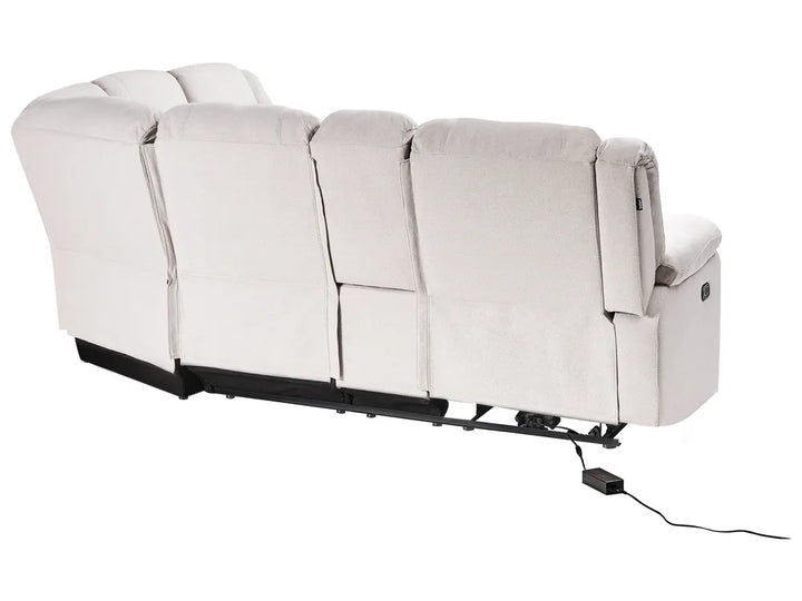 Manual Recliner Corner Sofa 5 Seater Fabric Light Beige with USB Port Left Hand Mailina