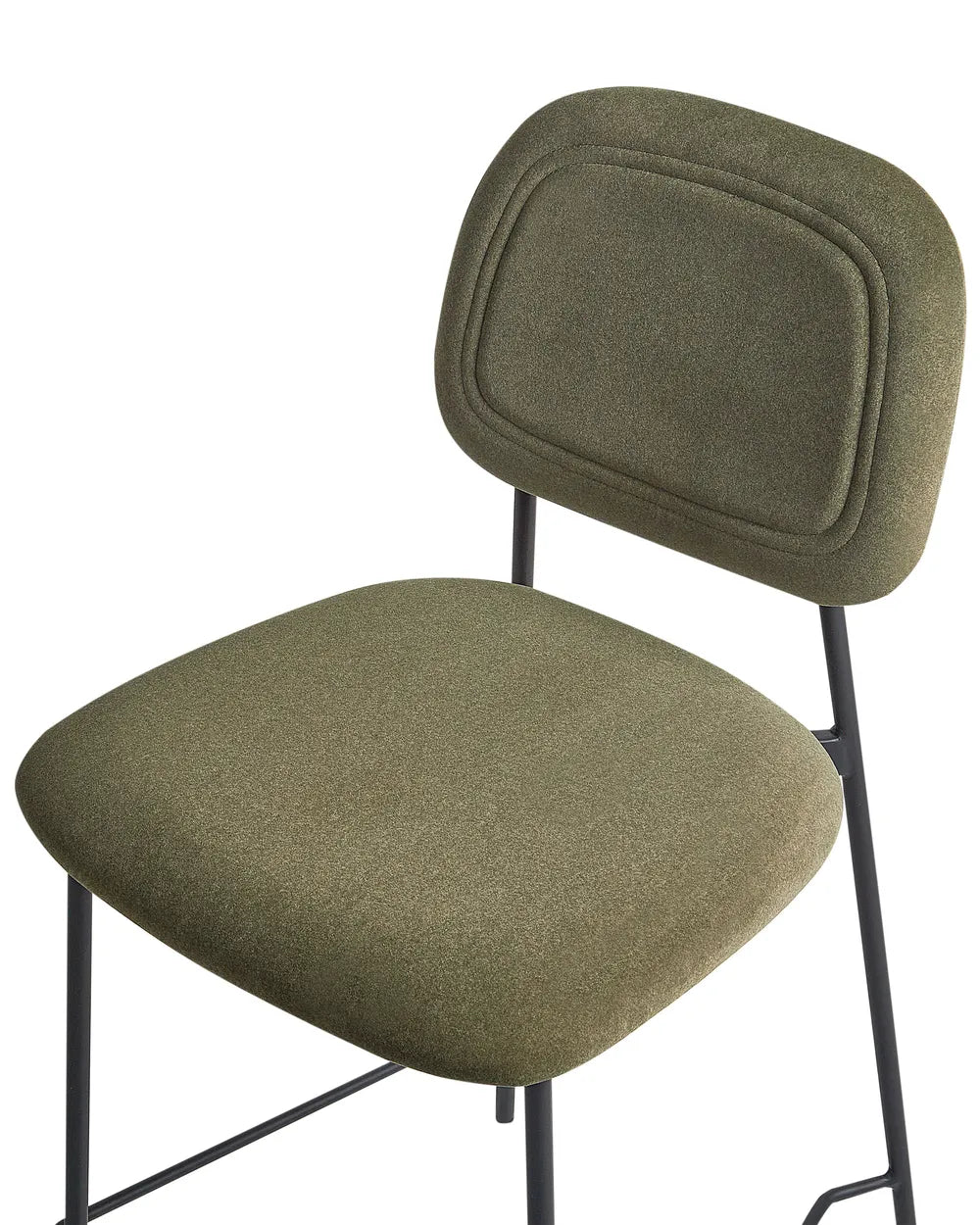 Set of 2 Bar Chairs Velvet Olive Green High-Quality Upholstery Avello