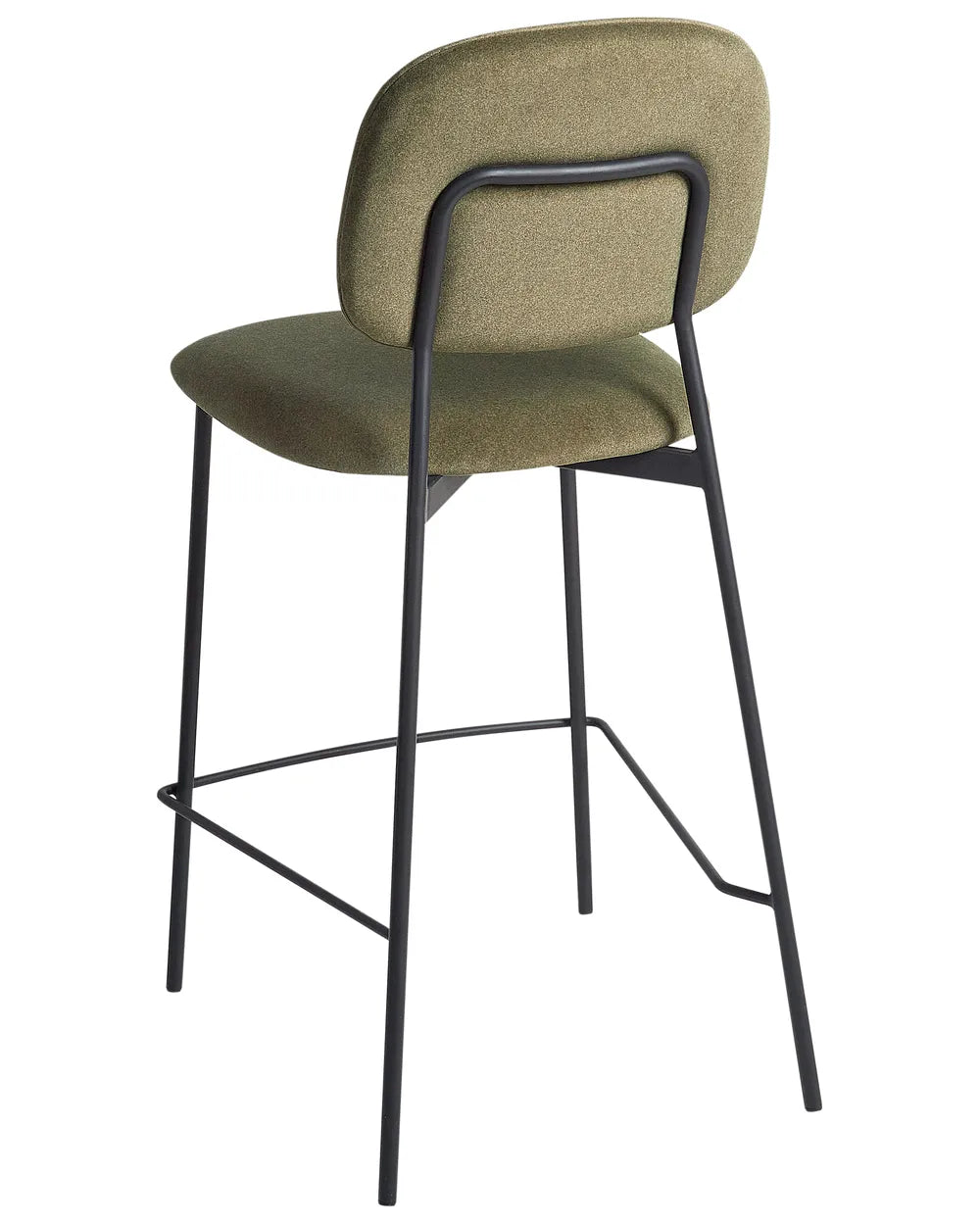 Set of 2 Bar Chairs Velvet Olive Green High-Quality Upholstery Avello