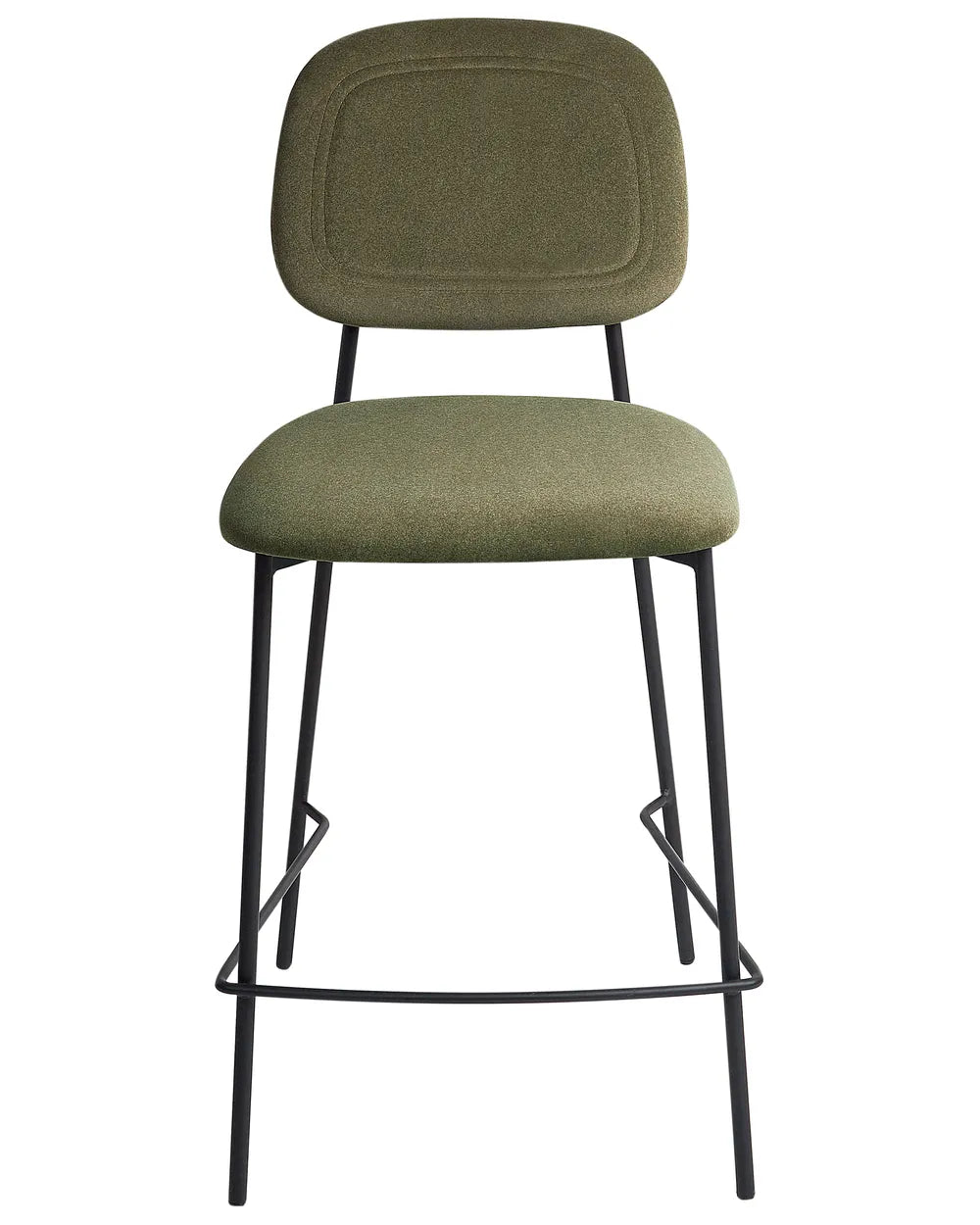Set of 2 Bar Chairs Velvet Olive Green High-Quality Upholstery Avello
