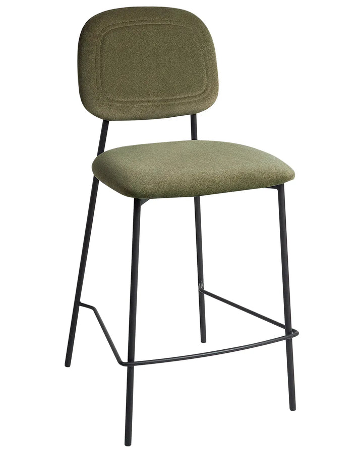 Set of 2 Bar Chairs Velvet Olive Green High-Quality Upholstery Avello