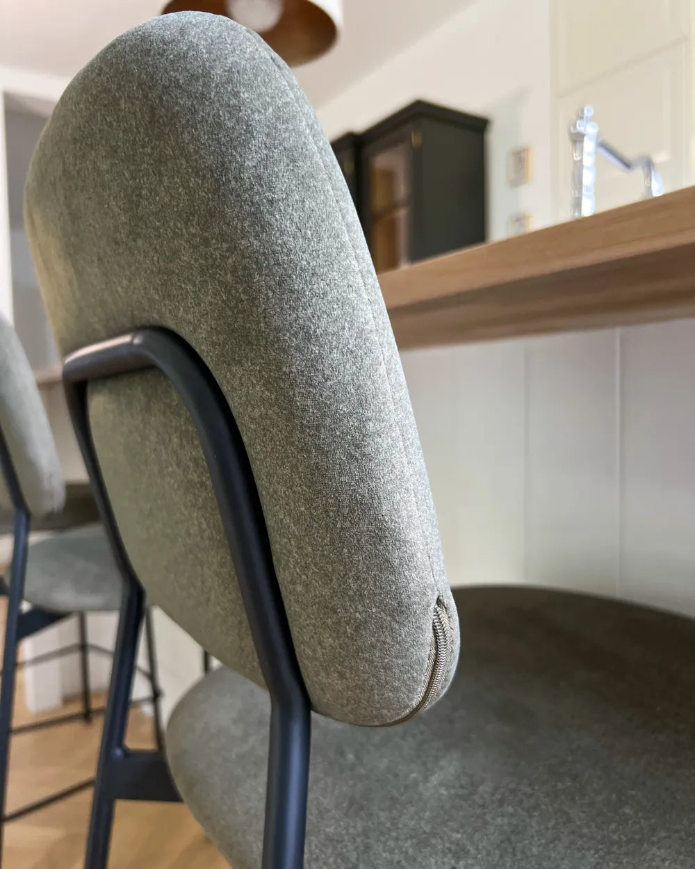 Set of 2 Bar Chairs Velvet Olive Green High-Quality Upholstery Avello