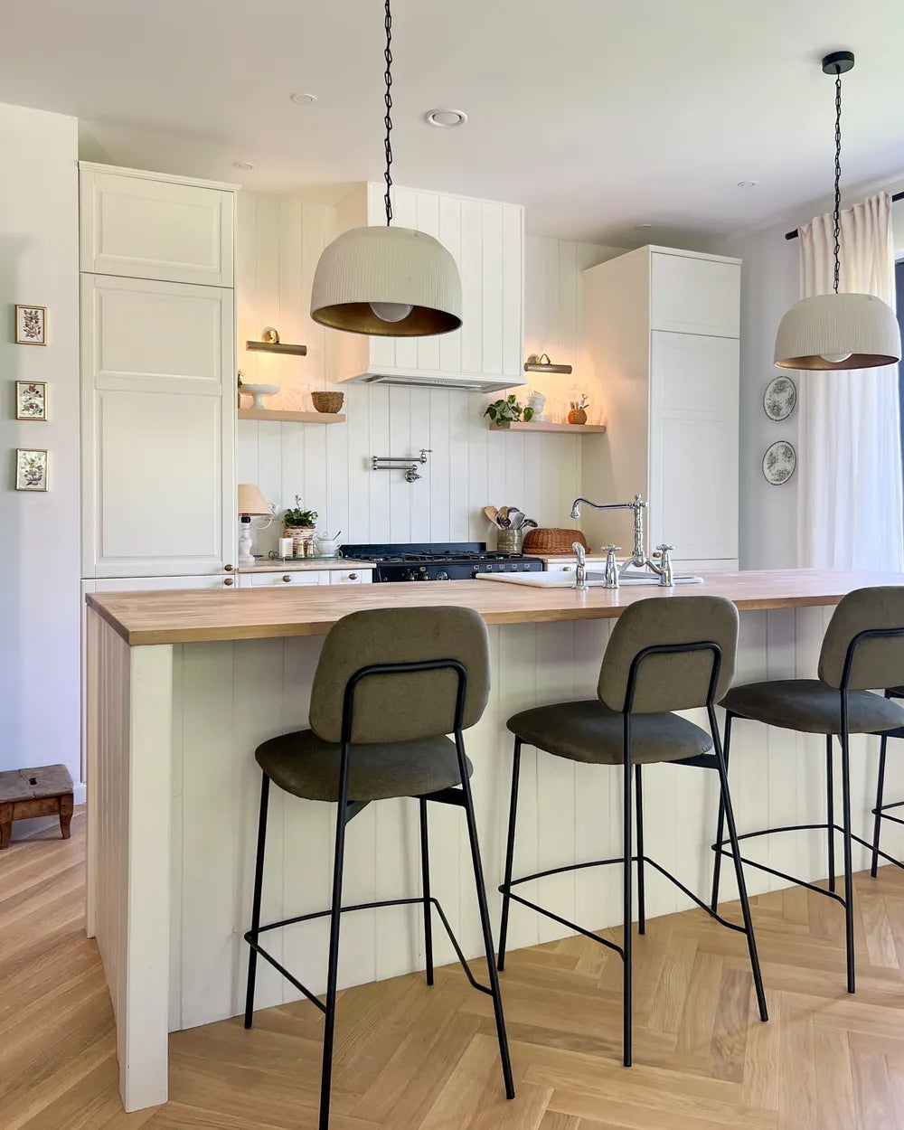 Set of 2 Bar Chairs Velvet Olive Green High-Quality Upholstery Avello