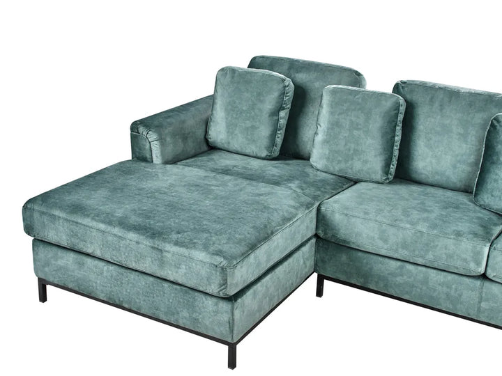 Corner Sofa 5 Seater Velvet Teal with Ottoman Right Hand Thremo