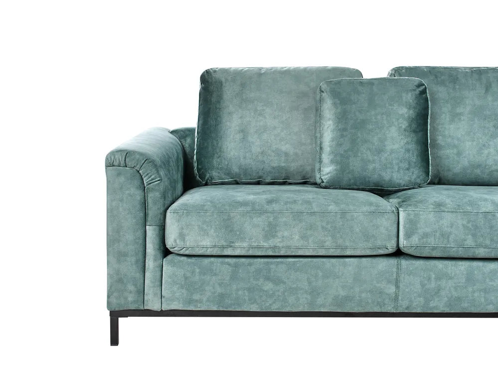 Corner Sofa 5 Seater Velvet Teal with Ottoman Left Hand Thremo