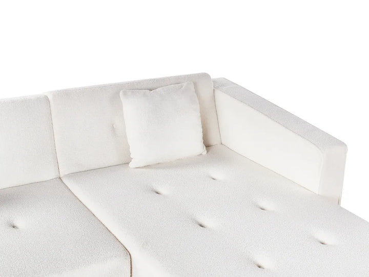 Corner Sofa Bed 4 Seater Boucle Off-White Left Hand Heffernan