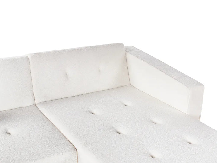 Corner Sofa Bed 4 Seater Boucle Off-White Left Hand Heffernan
