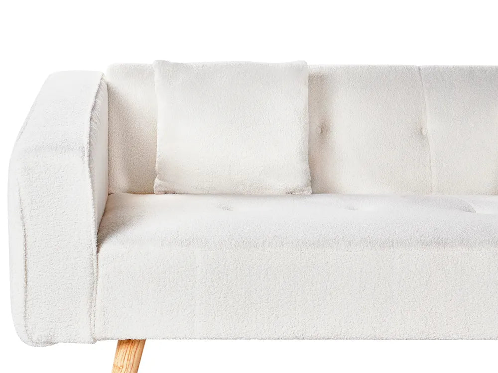 Corner Sofa Bed 4 Seater Boucle Off-White Left Hand Heffernan