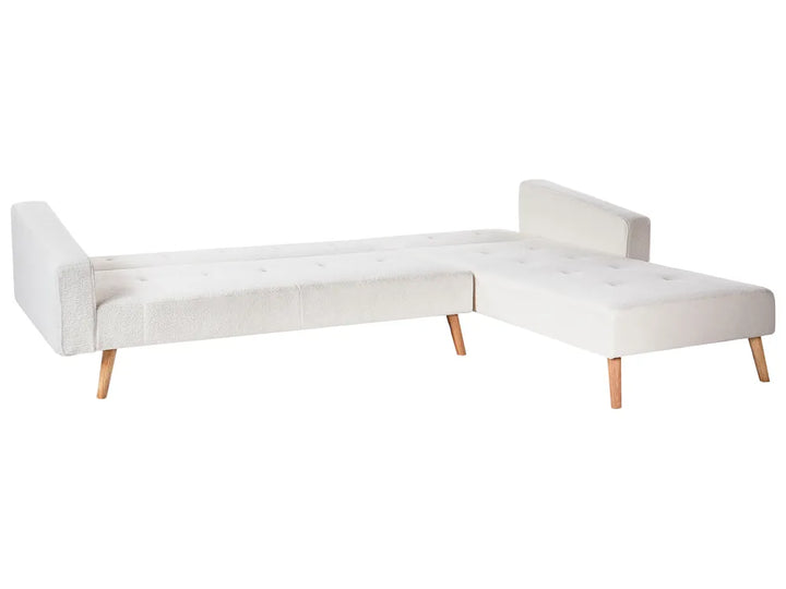 Corner Sofa Bed 4 Seater Boucle Off-White Left Hand Heffernan
