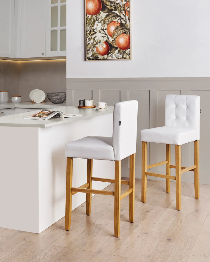 Modern bar stools faux leather off-white