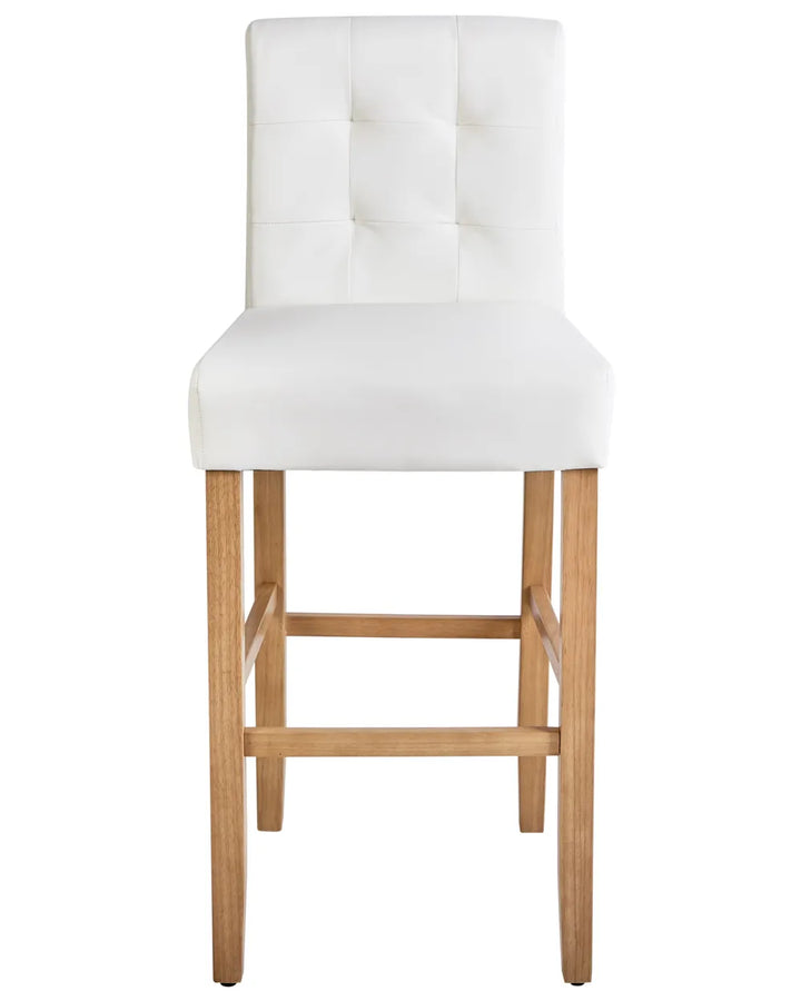 Set of 2 Bar Chairs Faux Leather Off-White Natural Look Cevoro
