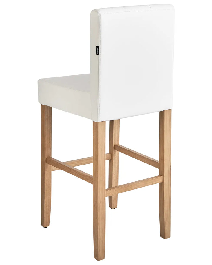 Set of 2 Bar Chairs Faux Leather Off-White Natural Look Cevoro