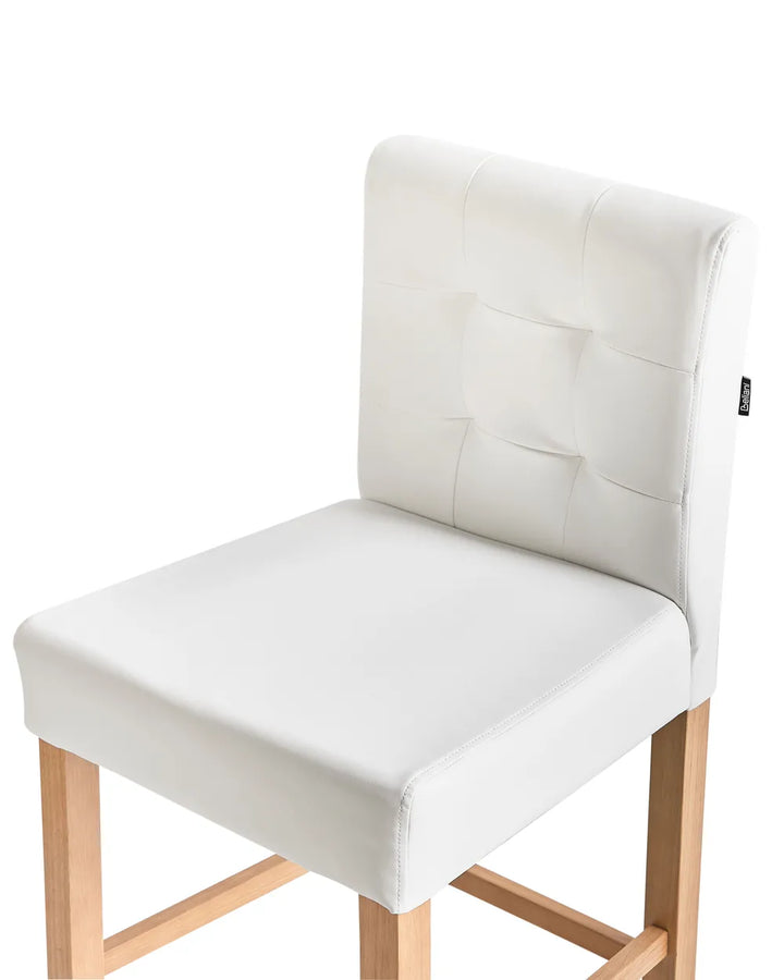 Set of 2 Bar Chairs Faux Leather Off-White Natural Look Cevoro