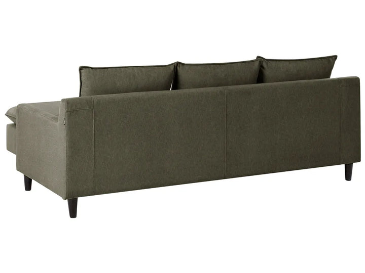Corner Sofa 3 Seater Fabric Dark Green Left Hand Idou