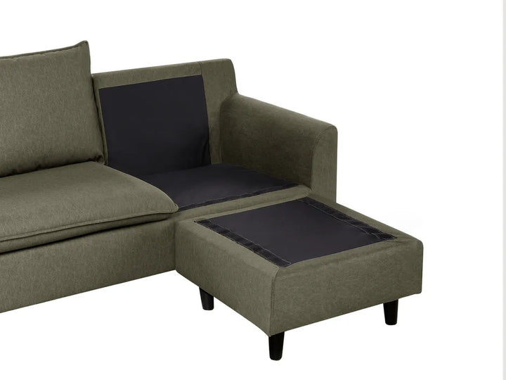 Corner Sofa 3 Seater Fabric Dark Green Left Hand Idou