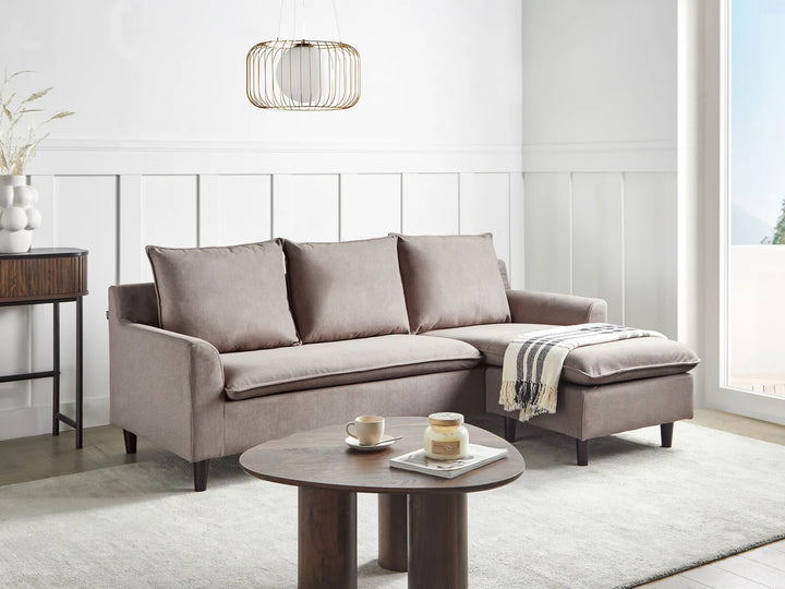 Corner Sofa 3 Seater Fabric Taupe Left Hand Idou