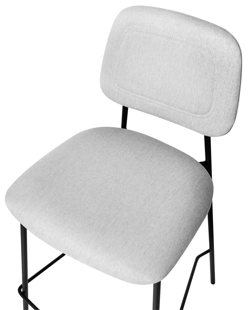 Set of 2 Bar Chairs Faux Linen Light Grey Comfortable Seating Ristor