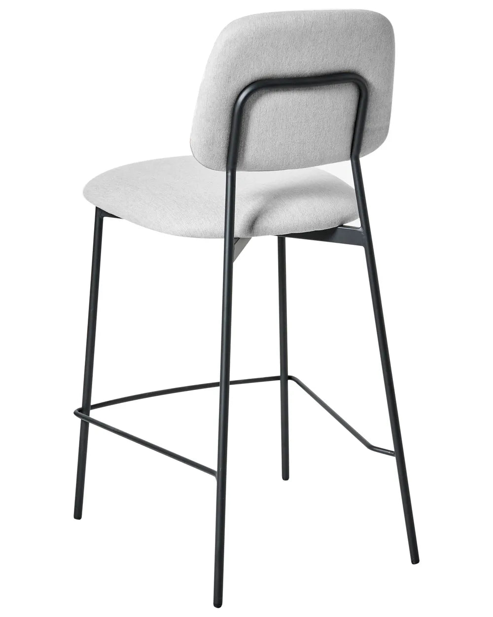 Set of 2 Bar Chairs Faux Linen Light Grey Comfortable Seating Ristor