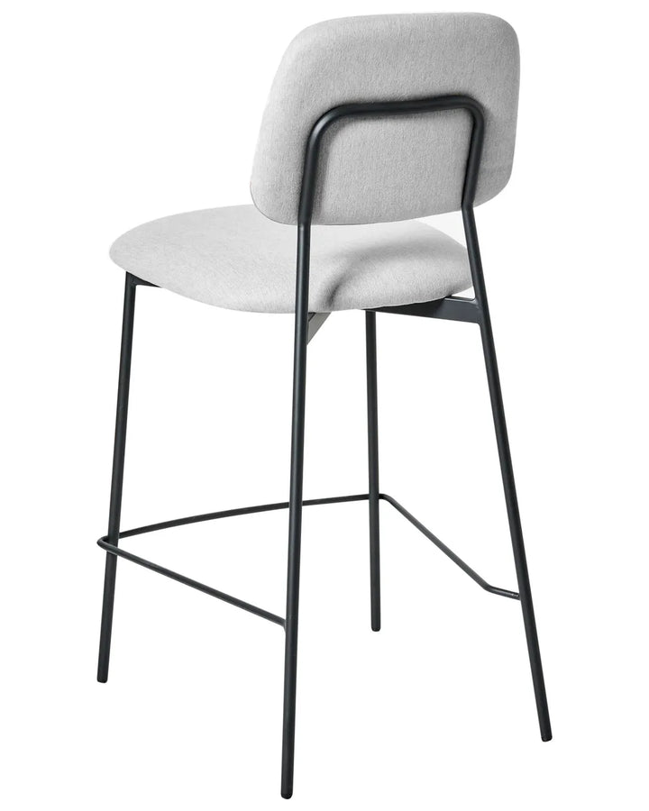 Set of 2 Bar Chairs Faux Linen Light Grey Comfortable Seating Ristor