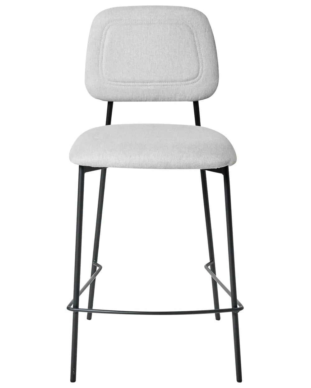 Set of 2 Bar Chairs Faux Linen Light Grey Comfortable Seating Ristor